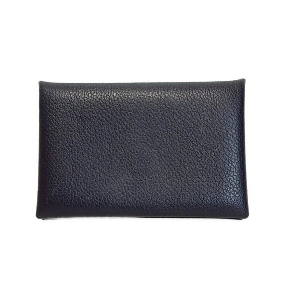 Auth HERMES Calvi - Blue Indigo Vachette Crispe Fjord B Card Case - Picture 1 of 4